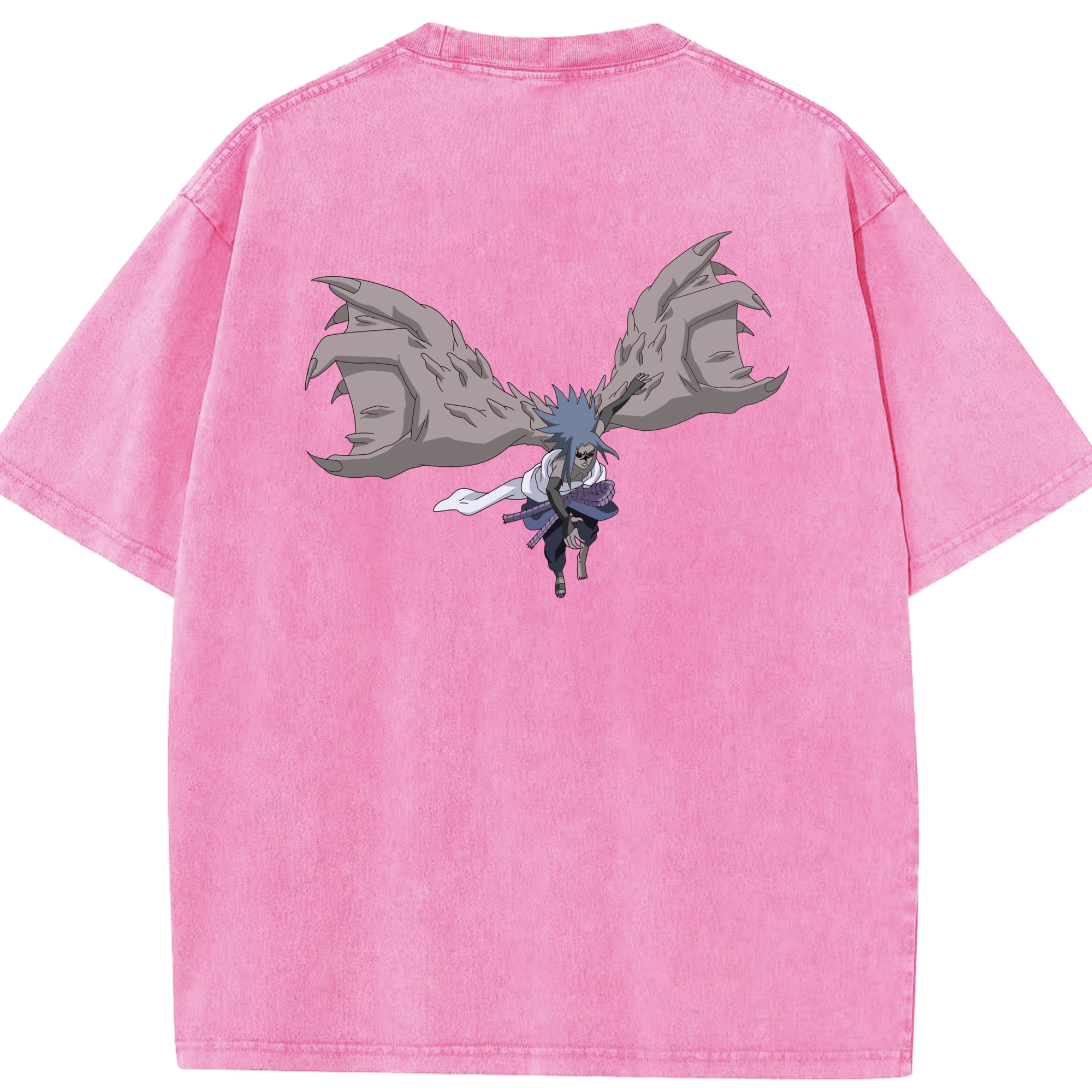 （画像用） NARUTO -ナルト- うちは サスケ Uchiha Sasuke 綿100% ヴィンテージ風 半袖Tシャツ（背面プリント）